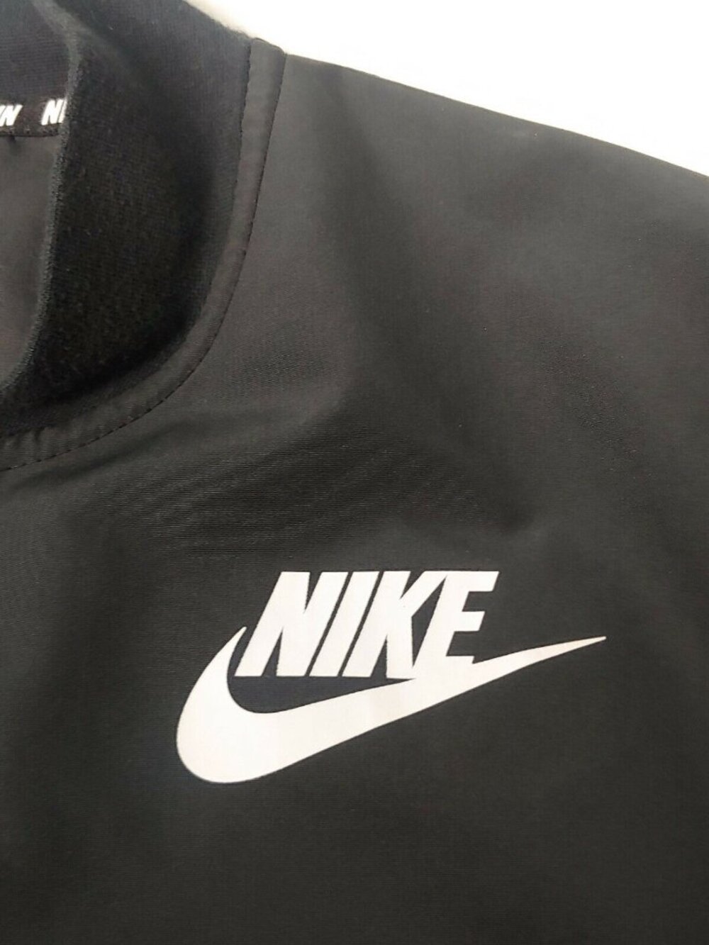 Nike Womens Small Zip Jacket Athletic Logo Black Spell Out Trim Lightweight Run - Picture 9 of 9